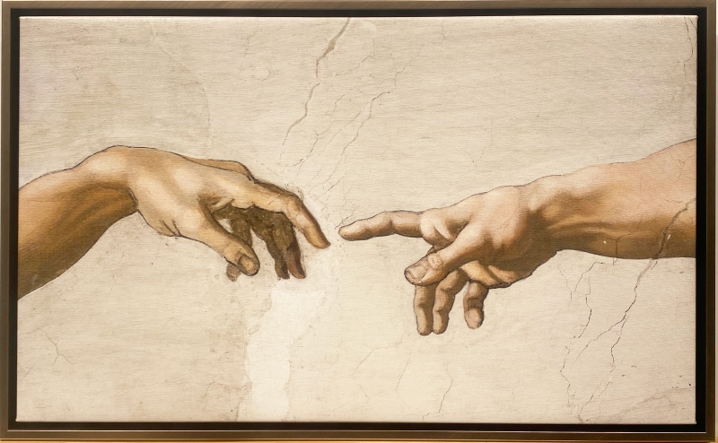 Creation of Adam Closeup by artist Michelangelo Buonarotti